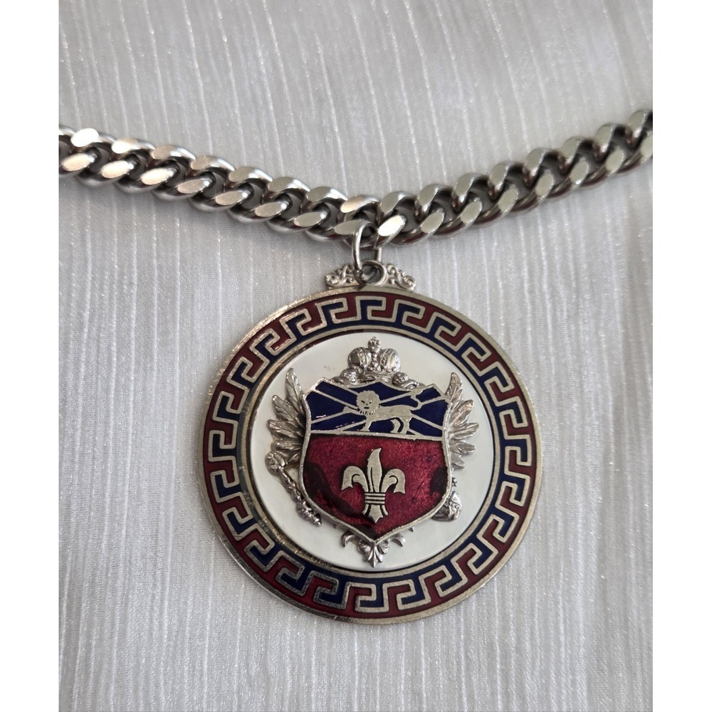 WW2 242nd Coast Artillery Military Crest Pendantโ Necklace Chain Coat of Arms